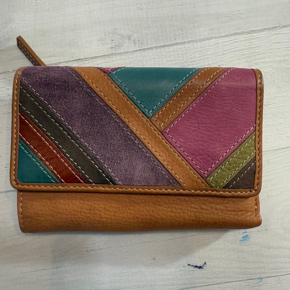 Fossil‎ vintage patchwork multitone leather Wallet